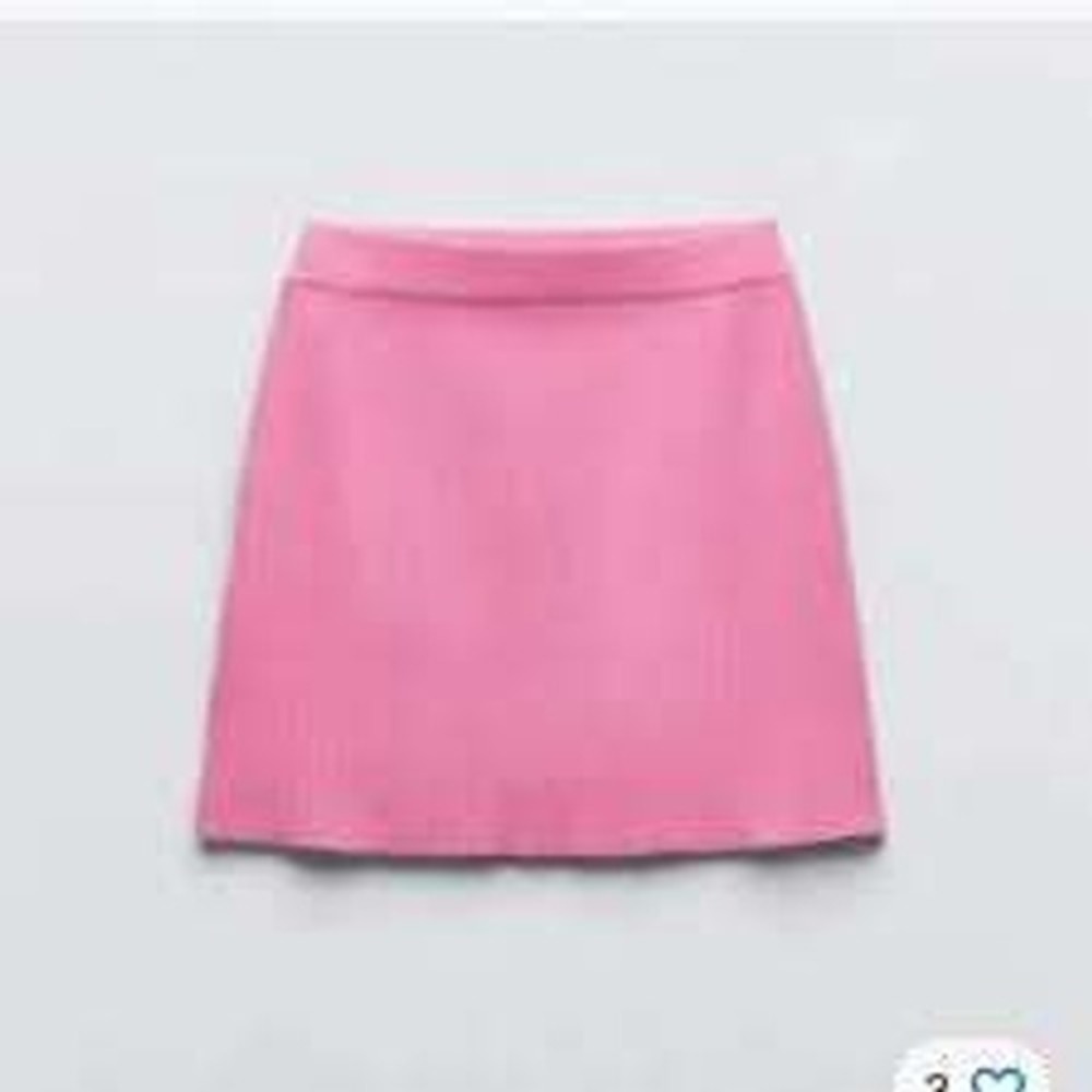Zara Pink Ribbed Knit Mini Skirt Elastic Waist Bubblegum Pink Size Small